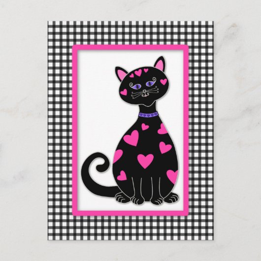 Whimsical Hearts Cat Postkarte (Vorderseite)