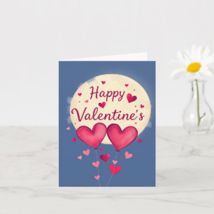 Whimsical Hearts & Mondschein Valentinstag Karte