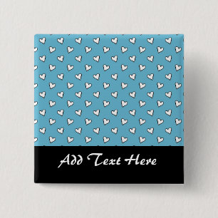 Whimsical Hearts on Blue Background Button