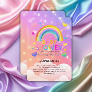 Whimsical Hearts & Rainbows Babyparty Begleitkarte