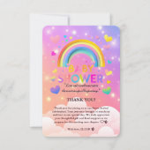 Whimsical Hearts & Rainbows Kinderdusche Dankeskarte (Vorderseite)