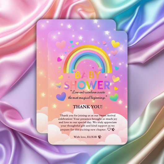 Whimsical Hearts & Rainbows Kinderdusche Dankeskarte