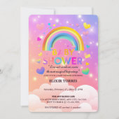 Whimsical Hearts & Rainbows Kinderdusche Einladung (Vorderseite)