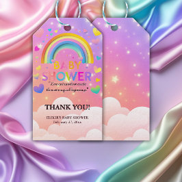 Whimsical Hearts & Rainbows Kinderdusche Geschenkanhänger