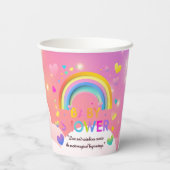 Whimsical Hearts & Rainbows Kinderdusche Pappbecher (Rückseite)