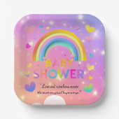 Whimsical Hearts & Rainbows Kinderdusche Pappteller (Vorderseite)