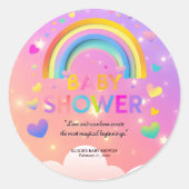 Whimsical Hearts & Rainbows Kinderdusche Runder Aufkleber (Vorderseite)
