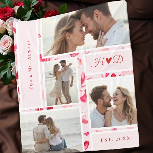 Whimsical Hearts Romantic Chic Photo Collage Gift Fleecedecke