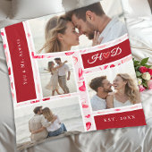 Whimsical Hearts Romantic Photo Collage Gift Red Fleecedecke