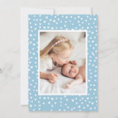 Whimsical Hearts Sky Blue Foto Birth Ankündigung (Rückseite)