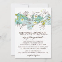 Whimsical Hearts und Blume Hochzeitseinladungen