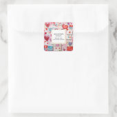 Whimsical Hearts und Liebe Briefe Biz Vielen Dank Quadratischer Aufkleber (Tasche)