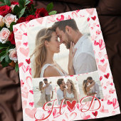 Whimsical Hearts Valentine Red Pink Photo Collage  Fleecedecke