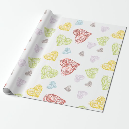 Whimsical Hearts Valentinstag Geschenkpapier (Ungerollt)