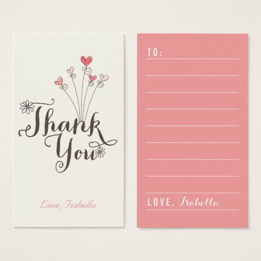 Whimsical Hearts Vielen Dank, dass Sie Script DIY (Vorne & Hinten)