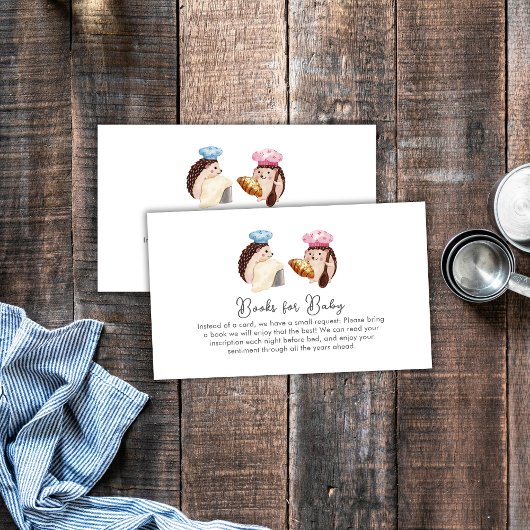 Whimsical Hedgehog Chef Baker Books Baby Shower  Begleitkarte