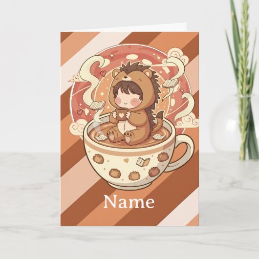Whimsical Hedgehog Coffee Greeting Card Karte (Vorderseite)