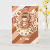 Whimsical Hedgehog Coffee Greeting Card Karte (Gelbe Blume)