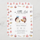 Whimsical Hedgehog Little Chef Baker Baby Shower Einladung (Vorne/Hinten)
