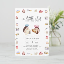 Whimsical Hedgehog Little Chef Baker Baby Shower Einladung