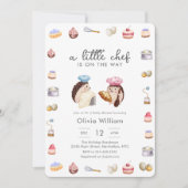 Whimsical Hedgehog Little Chef Baker Baby Shower Einladung (Vorderseite)