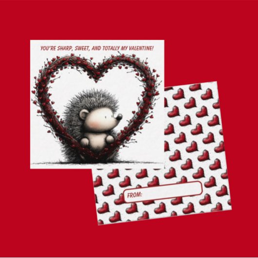 Whimsical Hedgehog Valentine Card  Mitteilungskarte