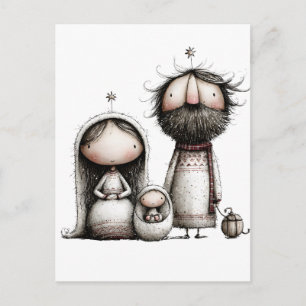 Whimsical Heilige Familie Weihnachten Postkarte