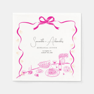 Whimsical Heirate-Mich-Hähnchen-Pasta-Hochzeitspro Serviette
