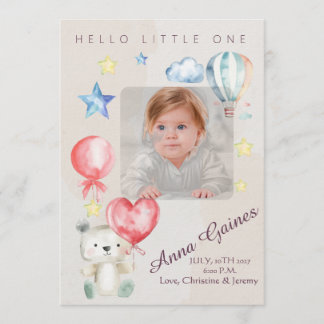 Whimsical Hello Little One Announcement Einladung