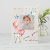 Whimsical Hello Little One Announcement Einladung (Stehend Vorderseite)