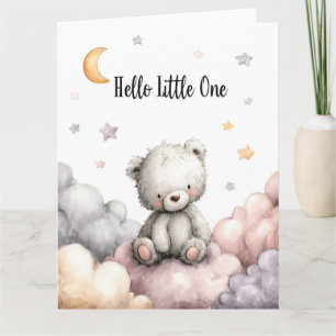 Whimsical "Hello Little One" Teddy Bär Karte