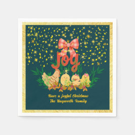 Whimsical hen and chick Christmas Paper Napkin Serviette
