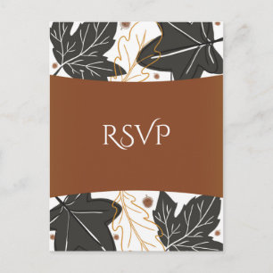 Whimsical Herbst Blätter & Eicheln Hochzeit RSVP Einladungspostkarte