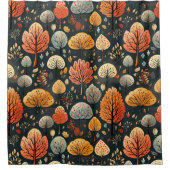Whimsical Herbst fallen Bäume und Blätter Muster Duschvorhang (Vorderseite)