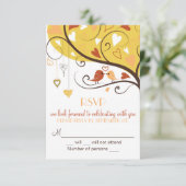Whimsical Herbst Lovebirds RSVP Card lädt ein (Stehend Vorderseite)