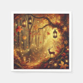 Whimsical Herbst Verzauberter Goldener Wald Dekoup Serviette (Vorderseite)