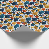 Whimsical Herbstbeizen & Blätter in Blau, Orange Geschenkpapier (Ecke)
