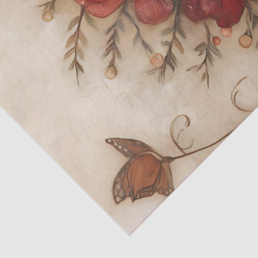 Whimsical Herbstküche mit Blumenkronendekoupage Seidenpapier (Detail)