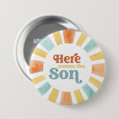 Whimsical Here Comes the Son Baby Shower Button (Vorne & Hinten)