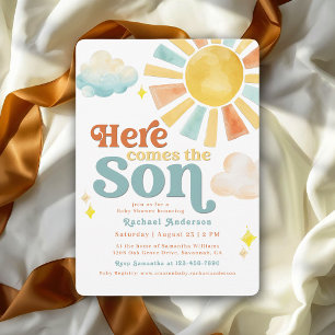 Whimsical Here Comes the Son Sonnenstrahlen Baby S Einladung