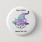 Whimsical Hexenkatze Button (Vorderseite)