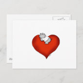 Whimsical Hippo on Heart Postkarte (Vorne/Hinten)