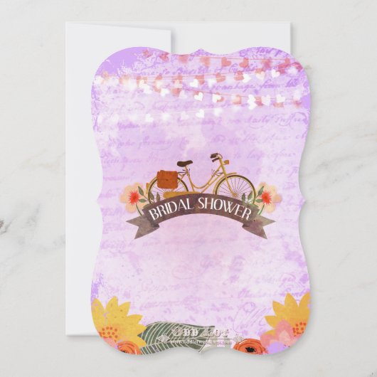 Whimsical Hipster Bicycle Bridal Dusche Einladung (Rückseite)