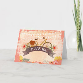Whimsical Hipster Bicycle Floral Thank You Card Dankeskarte
