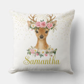 Whimsical Hirsch und Rose Akzent Kissen (Vorderseite)