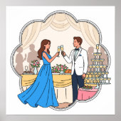 Whimsical Hochzeits Toast Kunstprint - Romantisch Poster (Vorne)