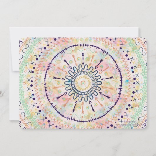 Whimsical Hochzeitskollektion doddles mandala Einladung (Rückseite)