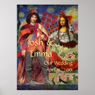 Whimsical Hochzeitspaar Poster Lustig