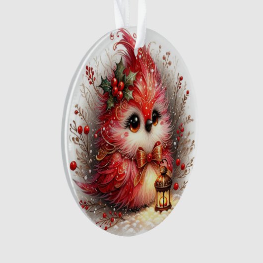 Whimsical Holiday Bird with Lantern Ornament (Vorderseite)