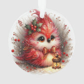 Whimsical Holiday Bird with Lantern Ornament (Rückseite)